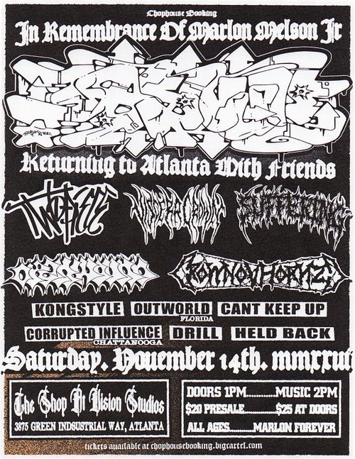 MARLON MEMORIAL: .38SNUB + TWO PIECE (FL) + VISCERA CROWN (DE)  + SUFFERING (ID) + FRIENDS