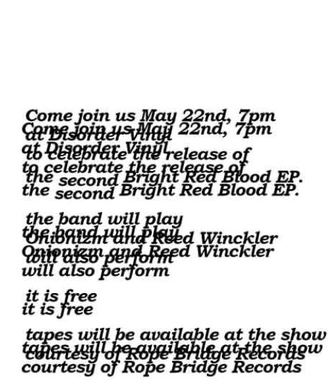 Bright Red Blood EP Release show